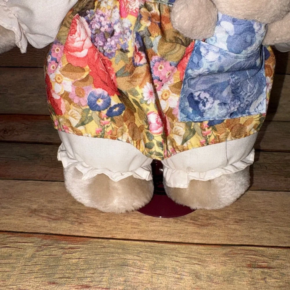 Floral Jumper Mother and Cub Plush Toy Vintage Unisex Small Cream Hallmark